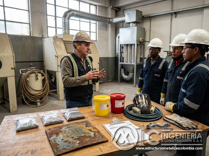 Peligros químicos por polvo de sandblasting en Bogotá, Colombia. Montajes, Ingeniería y Construcción. MIC SAS.