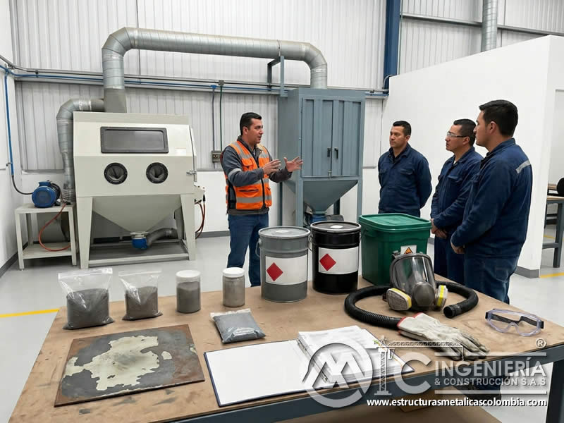 Control de riesgos por ruido y vibración en sandblasting en Bogotá, Colombia. Montajes, Ingeniería y Construcción. MIC SAS.