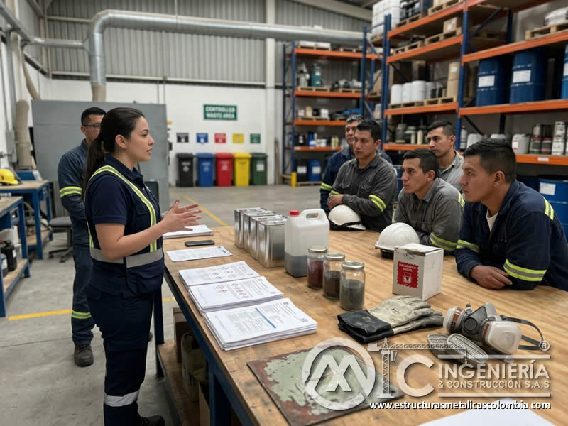 Capacitación en FDS de sustancias peligrosas de sandblasting en Bogotá, Colombia. Montajes, Ingeniería y Construcción. MIC SAS.