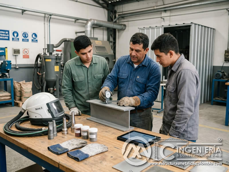 Desarrollo profesional del operador certificado en sandblasting en Bogotá, Colombia. Montajes, Ingeniería y Construcción. MIC SAS.
