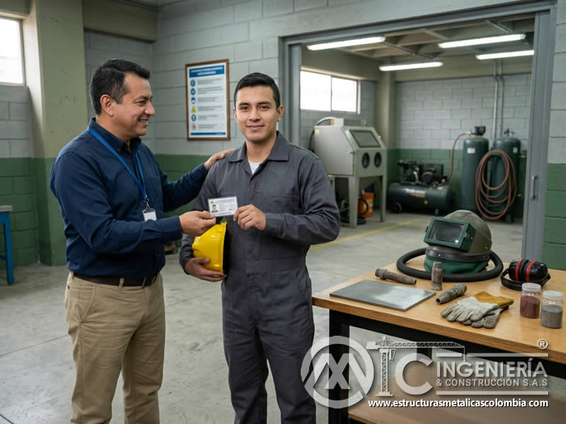 Emisión de credencial de operario de sandblasting en Bogotá, Colombia. Montajes, Ingeniería y Construcción. MIC SAS.