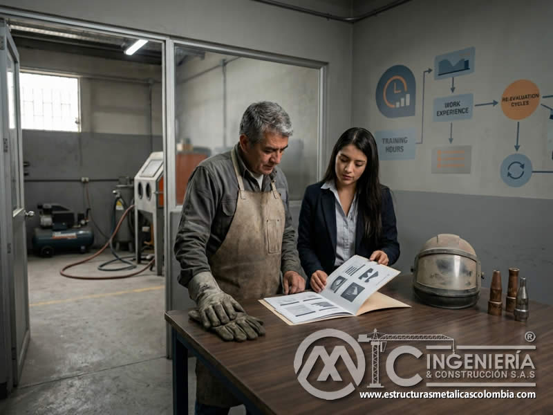 Evaluación de entidad certificadora de sandblasting en Bogotá, Colombia. Montajes, Ingeniería y Construcción. MIC SAS.