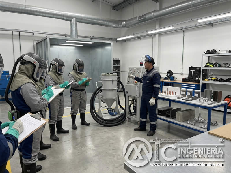Certificación en técnicas avanzadas de sandblasting en Bogotá, Colombia. Montajes, Ingeniería y Construcción. MIC SAS.