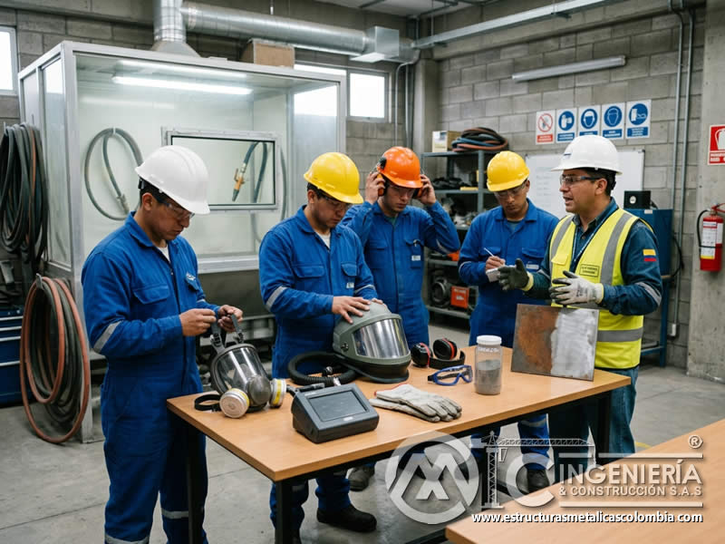 Capacitación OSHA sobre riesgos de sandblasting en Bogotá, Colombia. Montajes, Ingeniería y Construcción. MIC SAS.