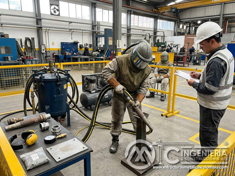 Evaluación de competencia en seguridad de sandblasting en Bogotá, Colombia. Montajes, Ingeniería y Construcción. MIC SAS.