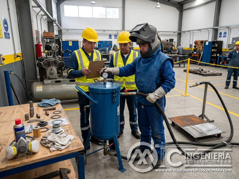 Certificación de operación de equipo de sandblasting en Bogotá, Colombia. Montajes, Ingeniería y Construcción. MIC SAS.