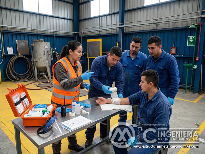 Certificación en primeros auxilios para sandblasting en Bogotá, Colombia. Montajes, Ingeniería y Construcción. MIC SAS.