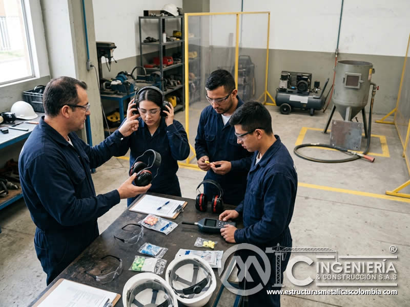 Protección auditiva certificada para sandblasting en Bogotá, Colombia. Montajes, Ingeniería y Construcción. MIC SAS.