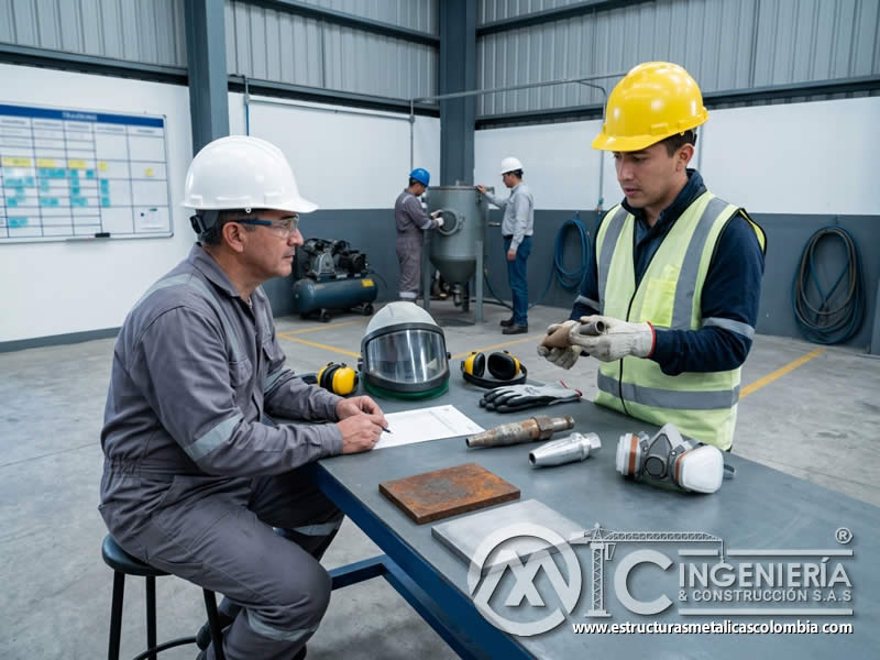 Recertificación de seguridad de operario de sandblasting en Bogotá, Colombia. Montajes, Ingeniería y Construcción. MIC SAS.