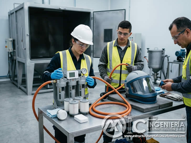 Monitoreo de aire respirable en sandblasting en Bogotá, Colombia. Montajes, Ingeniería y Construcción. MIC SAS.