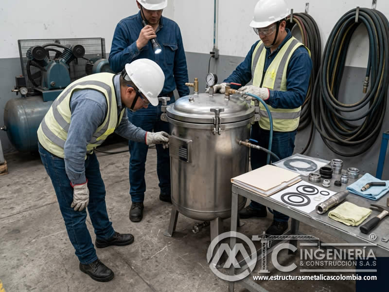 Certificación de olla a presión de sandblasting en Bogotá, Colombia. Montajes, Ingeniería y Construcción. MIC SAS.