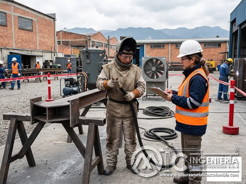 Supervisión directa de competencia en sandblasting en Bogotá, Colombia. Montajes, Ingeniería y Construcción. MIC SAS.