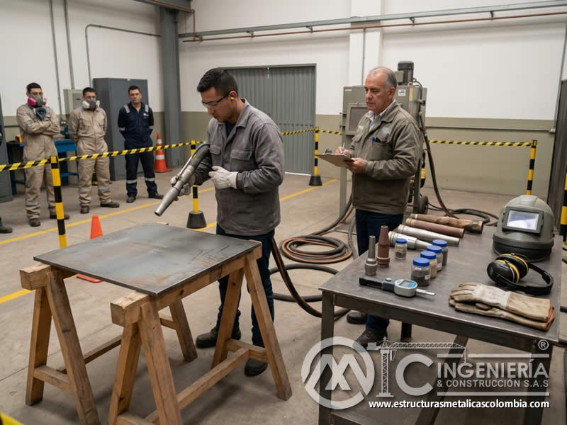 Valoración práctica de habilidades de sandblasting en Bogotá, Colombia. Montajes, Ingeniería y Construcción. MIC SAS.