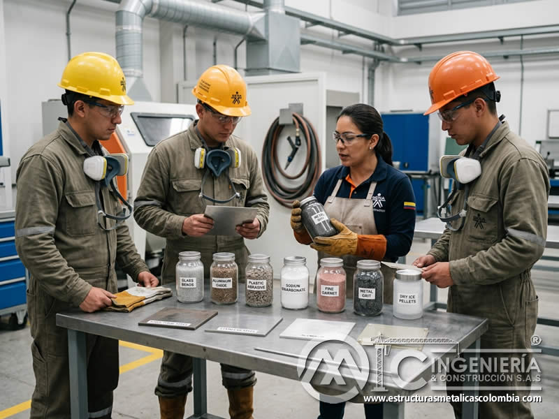 Muestras de abrasivos especiales para sandblasting en Bogotá, Colombia. Montajes, Ingeniería y Construcción. MIC SAS.