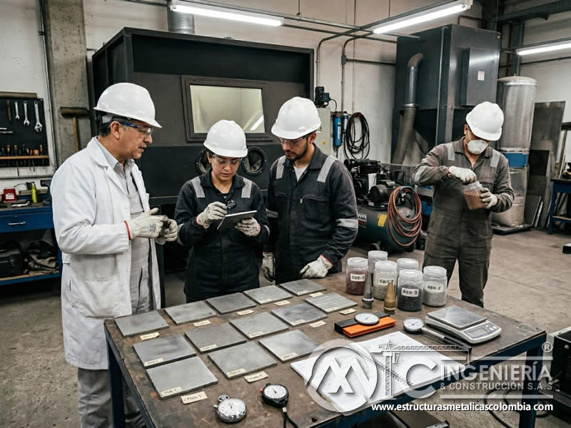 I+D en sandblasting con pruebas de abrasivos en Bogotá, Colombia. Montajes, Ingeniería y Construcción. MIC SAS.