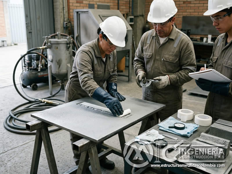 Perfil de anclaje con Testex en sandblasting en Bogotá, Colombia. Montajes, Ingeniería y Construcción. MIC SAS.
