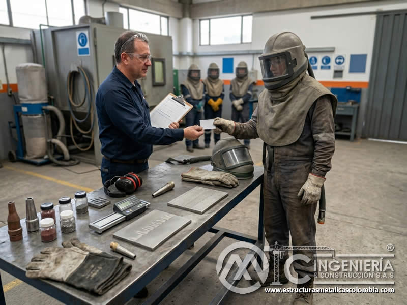 Certificación profesional como recurso de sandblasting en Bogotá, Colombia. Montajes, Ingeniería y Construcción. MIC SAS.