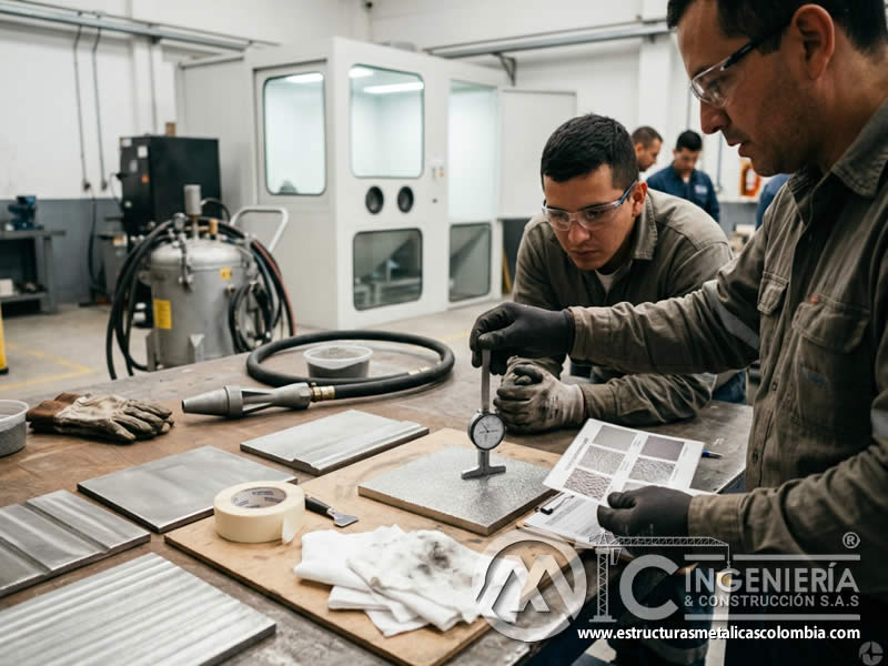 Formación en control de calidad de sandblasting en Bogotá, Colombia. Montajes, Ingeniería y Construcción. MIC SAS.