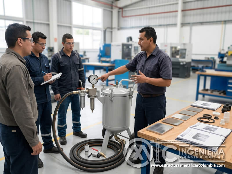 Capacitación de fabricante de equipo de sandblasting en Bogotá, Colombia. Montajes, Ingeniería y Construcción. MIC SAS.