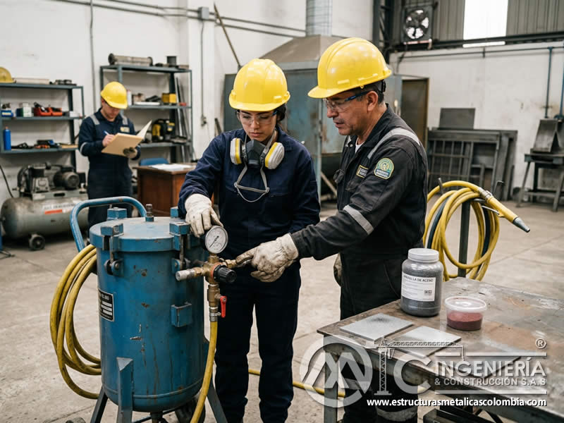 Control de flujo de abrasivo en sandblasting en Bogotá, Colombia. Montajes, Ingeniería y Construcción. MIC SAS. Control de flujo de abrasivo en sandblasting en Bogotá, Colombia. Montajes, Ingeniería y Construcción. MIC SAS.