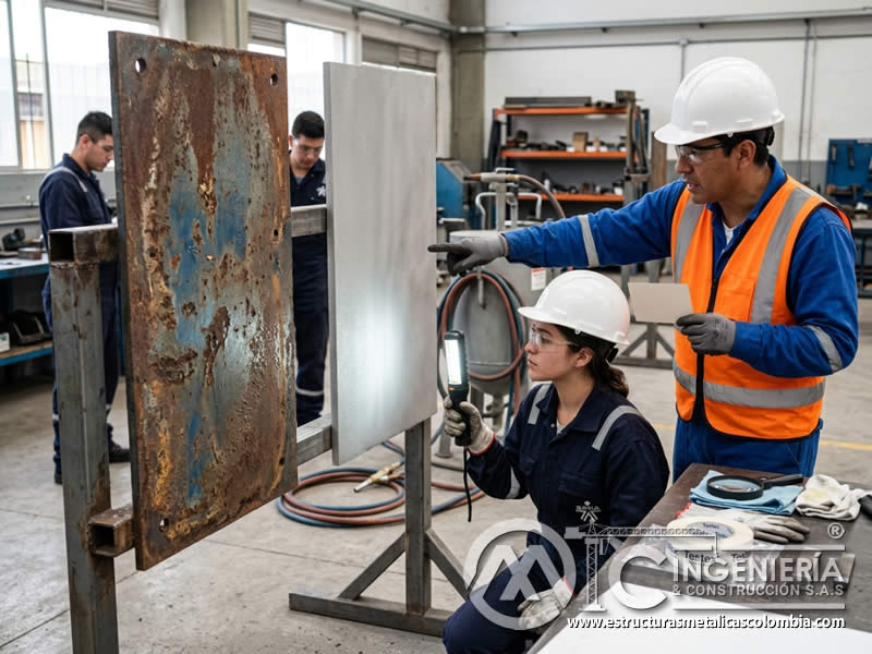 Inspección de superficie en formación de sandblasting en Bogotá, Colombia. Montajes, Ingeniería y Construcción. MIC SAS. Inspección de superficie en formación de sandblasting en Bogotá, Colombia. Montajes, Ingeniería y Construcción. MIC SAS.