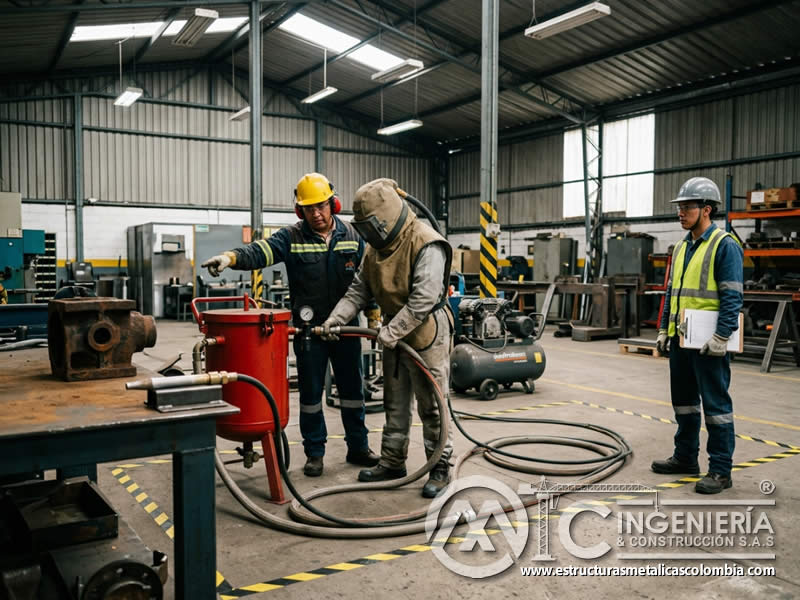 Operación segura del equipo de sandblasting en Bogotá, Colombia. Montajes, Ingeniería y Construcción. MIC SAS. Operación segura del equipo de sandblasting en Bogotá, Colombia. Montajes, Ingeniería y Construcción. MIC SAS.