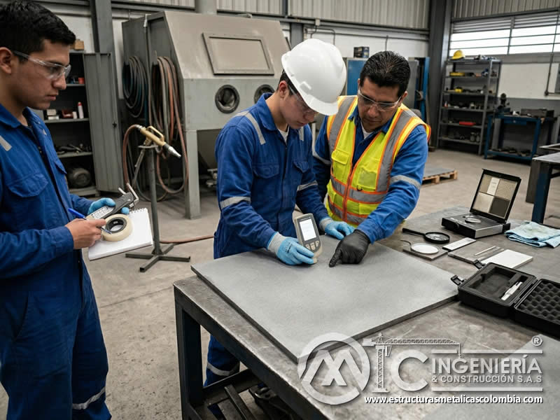 Medición de rugosidad para control de sandblasting en Bogotá, Colombia. Montajes, Ingeniería y Construcción. MIC SAS. Medición de rugosidad para control de sandblasting en Bogotá, Colombia. Montajes, Ingeniería y Construcción. MIC SAS.