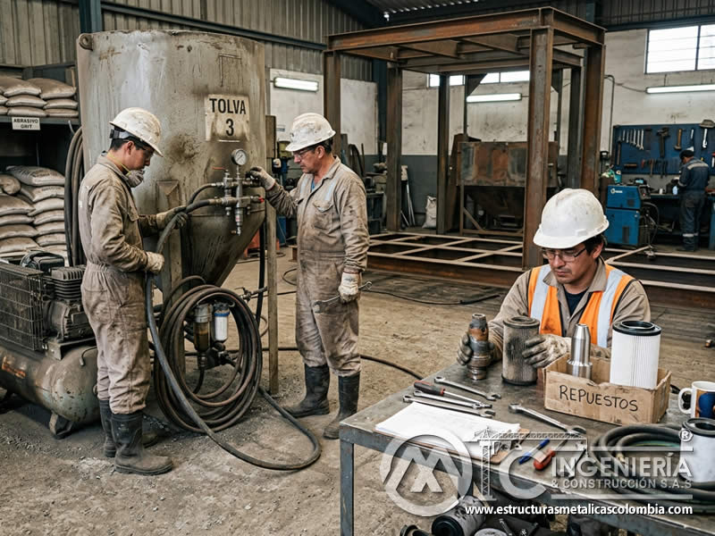 Mantenimiento y reparaciones de sandblasting en ROI en Bogotá, Colombia. Montajes, Ingeniería y Construcción. MIC SAS.