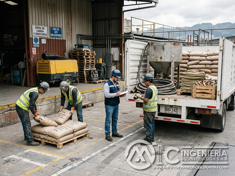 Logística y envío de proveedores de sandblasting en Bogotá, Colombia. Montajes, Ingeniería y Construcción. MIC SAS.