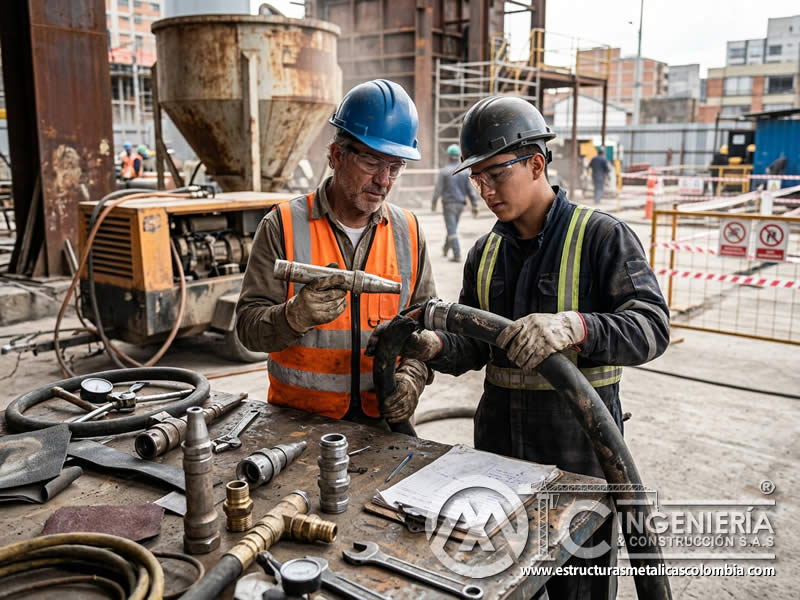 Boquillas y mangueras de sandblasting en costos de equipo en Bogotá, Colombia. Montajes, Ingeniería y Construcción. MIC SAS.