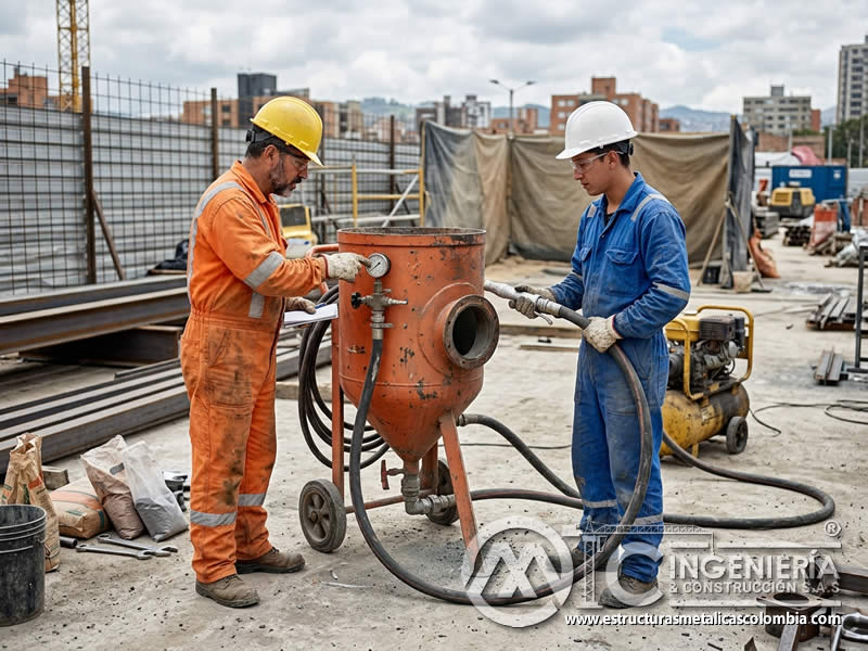 Equipo portátil de sandblasting y costo de alquiler en Bogotá, Colombia. Montajes, Ingeniería y Construcción. MIC SAS.