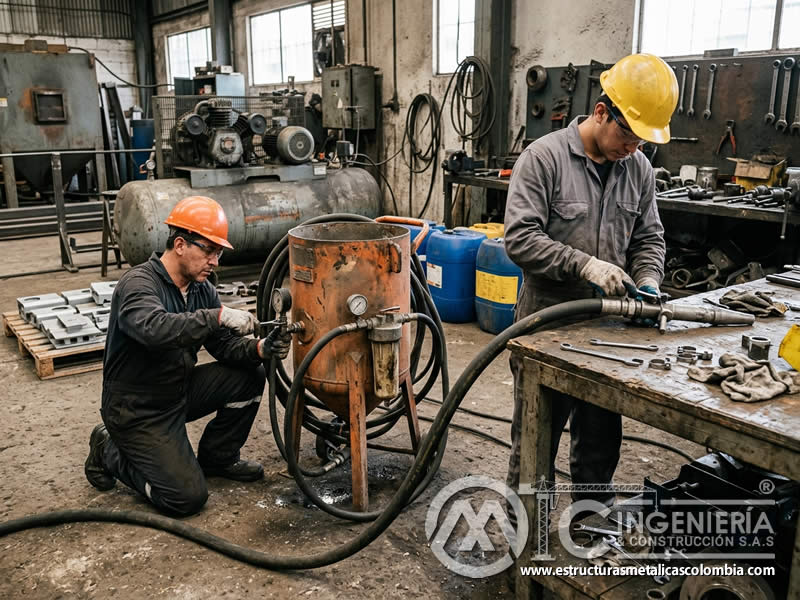 Mantenimiento de equipo de sandblasting y costo total en Bogotá, Colombia. Montajes, Ingeniería y Construcción. MIC SAS.