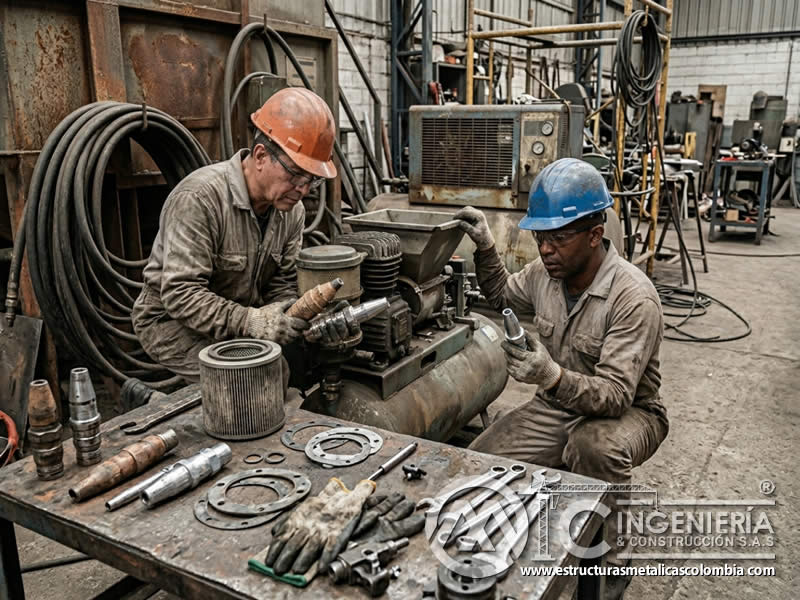Reemplazo de boquillas y filtros de sandblasting en Bogotá, Colombia. Montajes, Ingeniería y Construcción. MIC SAS.