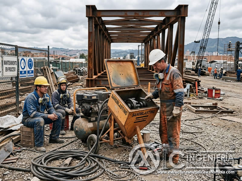 Tiempo de inactividad del equipo de sandblasting en Bogotá, Colombia. Montajes, Ingeniería y Construcción. MIC SAS.