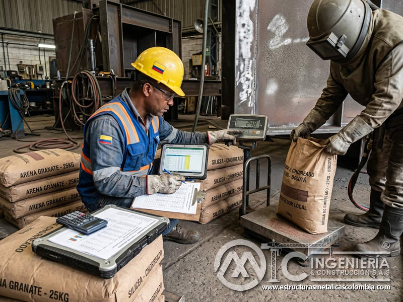 Costo de abrasivos para sandblasting y cálculo por unidad en Bogotá, Colombia. Montajes, Ingeniería y Construcción. MIC SAS.