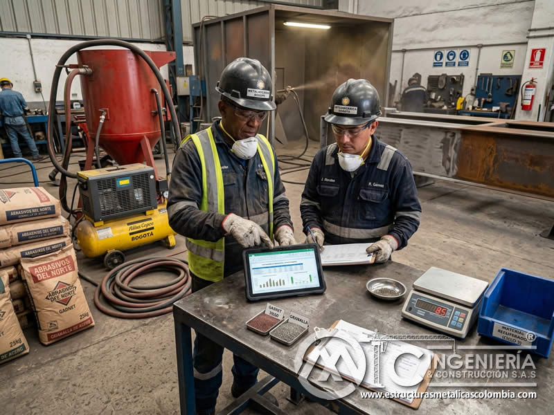 Optimización de abrasivos para sandblasting y presupuesto en Bogotá, Colombia. Montajes, Ingeniería y Construcción. MIC SAS.