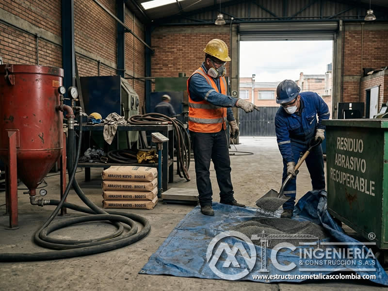 Pérdida de abrasivo en sandblasting y control de costos en Bogotá, Colombia. Montajes, Ingeniería y Construcción. MIC SAS.
