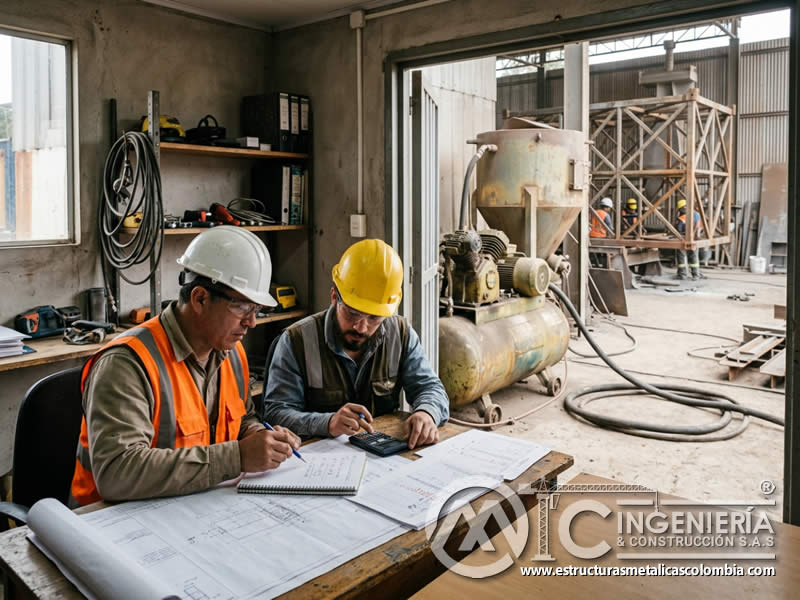 Cálculo de kWh en compresor de aire para sandblasting en Bogotá, Colombia. Montajes, Ingeniería y Construcción. MIC SAS.