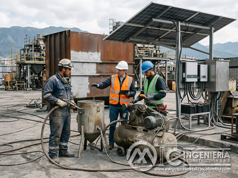 Energía renovable para operación de sandblasting en Bogotá, Colombia. Montajes, Ingeniería y Construcción. MIC SAS.