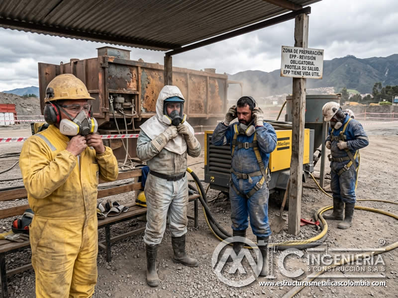 EPP de sandblasting, respiradores, trajes y guantes en Bogotá, Colombia. Montajes, Ingeniería y Construcción. MIC SAS.