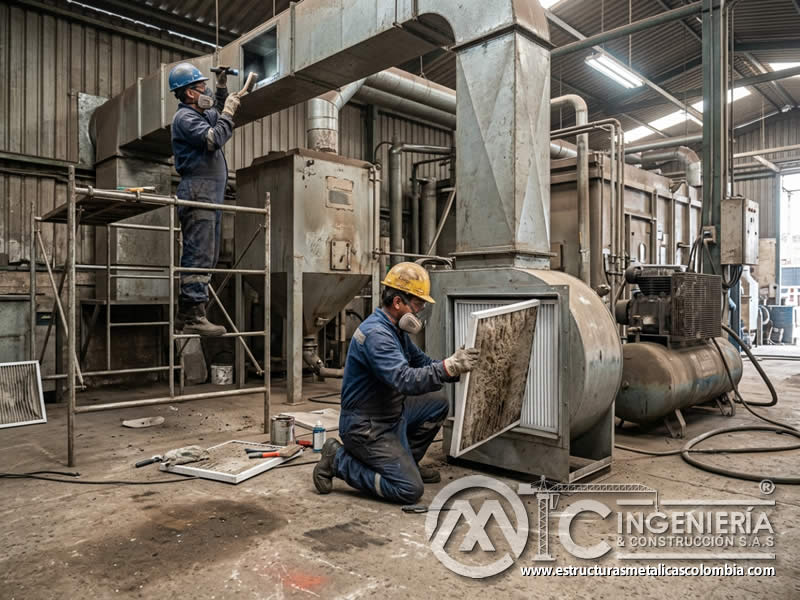 Mantenimiento de ventilación y filtros de sandblasting en Bogotá, Colombia. Montajes, Ingeniería y Construcción. MIC SAS.