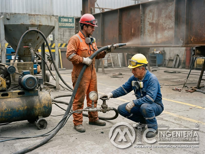 Presión y boquilla de sandblasting en consumo de energía en Bogotá, Colombia. Montajes, Ingeniería y Construcción. MIC SAS.