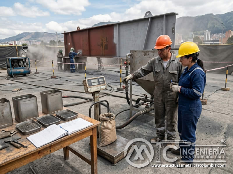 Consumo de abrasivo en sandblasting a largo plazo en Bogotá, Colombia. Montajes, Ingeniería y Construcción. MIC SAS.