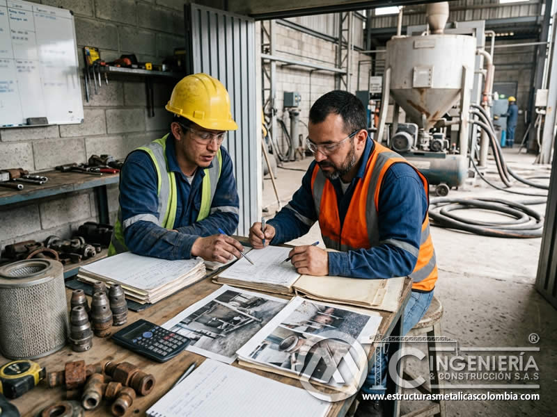 Historial de mantenimiento de sandblasting y costos en Bogotá, Colombia. Montajes, Ingeniería y Construcción. MIC SAS.