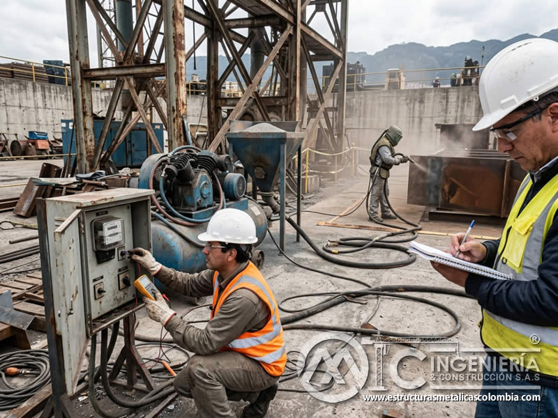 Monitoreo del consumo de energía en sandblasting en Bogotá, Colombia. Montajes, Ingeniería y Construcción. MIC SAS.