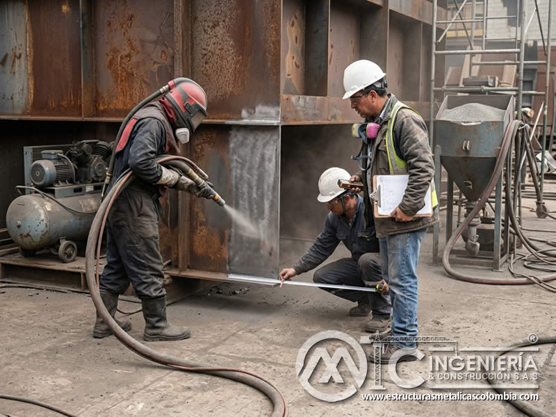 Tasa de producción de sandblasting y costos a largo plazo en Bogotá, Colombia. Montajes, Ingeniería y Construcción. MIC SAS.