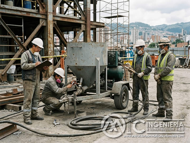 Tiempo de inactividad de equipo de sandblasting en Bogotá, Colombia. Montajes, Ingeniería y Construcción. MIC SAS.