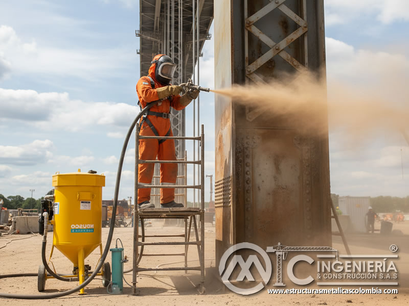 Chorro abrasivo para la preparación de superficies de concreto en Bogotá, Colombia. Montajes, Ingeniería y Construcción. MIC SAS.