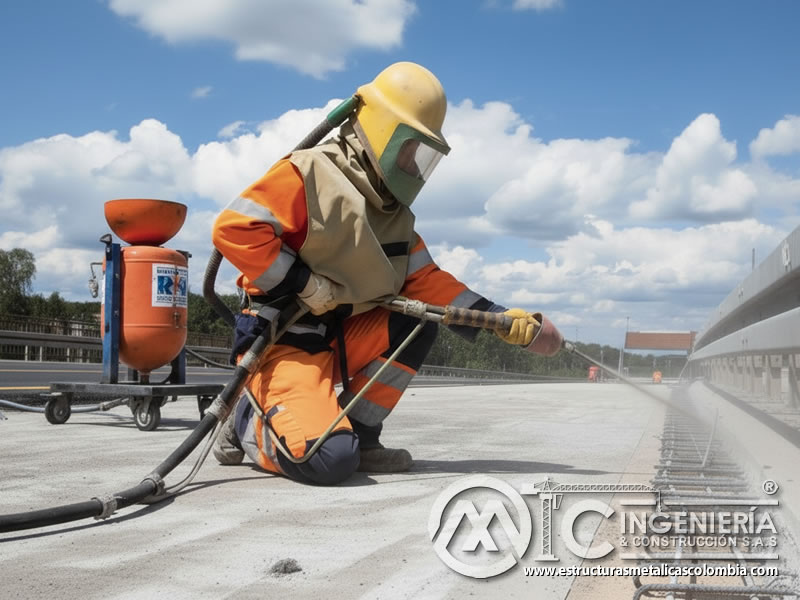 Proyección de abrasivos para el tratamiento de superficies en Bogotá, Colombia. Montajes, Ingeniería y Construcción. MIC SAS.