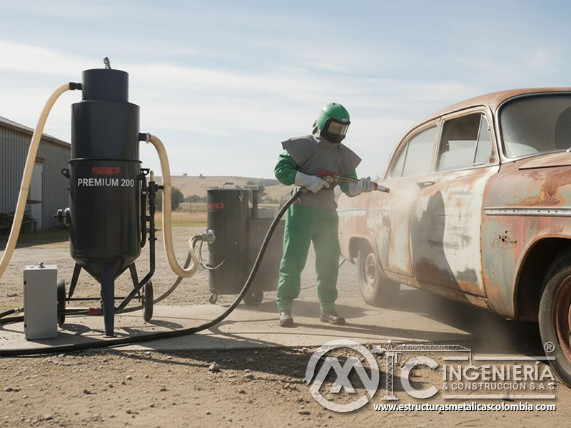 Samblasteado para la limpieza y acabado superficial de vehículos en Bogotá, Colombia. Montajes, Ingeniería y Construcción. MIC SAS.